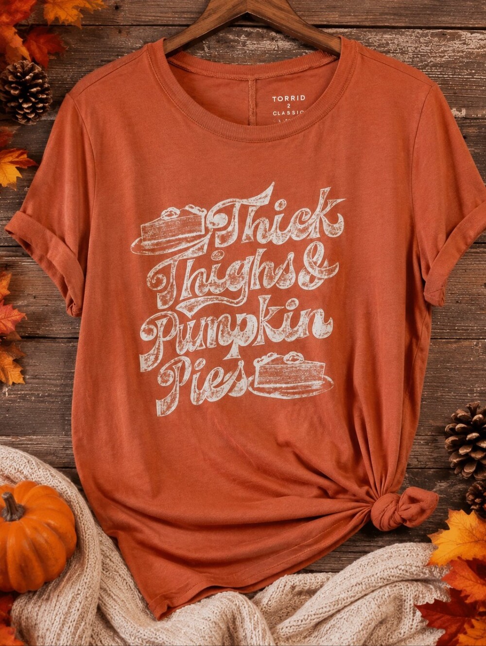 Torrid Thick Thighs & Pumpkin Pies Tee Size 2 Fall Thanksgiving